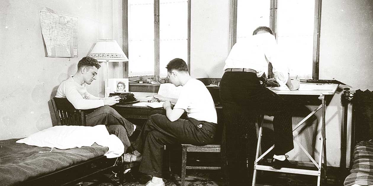 Students Studying in Quadrangle Residence Hall