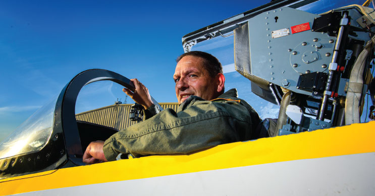Tom Schnell in cockpit