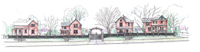four houses drawing
