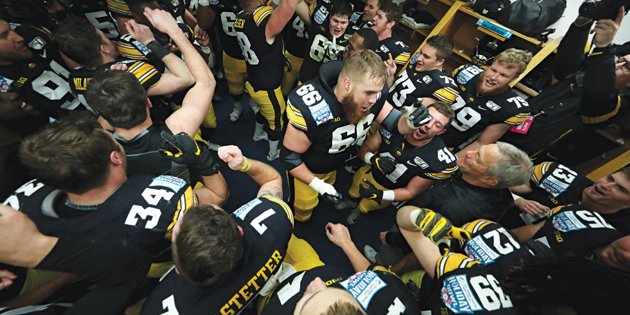 Hawkeye football players
do the Hokey Pokey