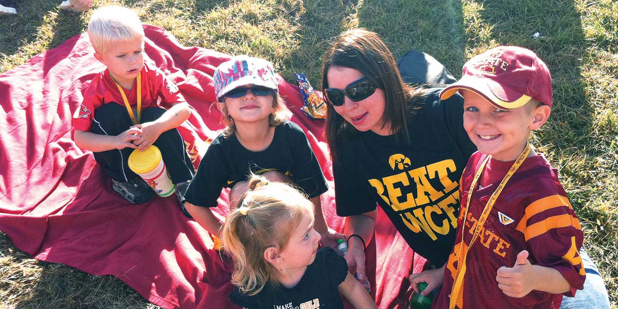 Kids at the Iowa vs. Iowa State football game