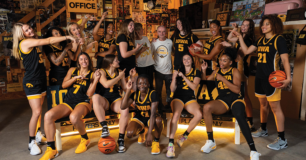 Ted Pacha and the women's basketball team