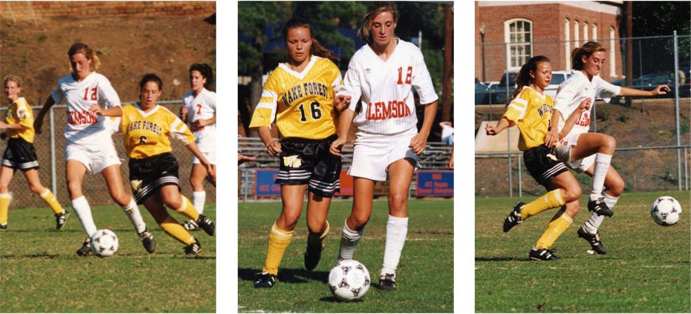 Goetz playing soccer at Clemson University