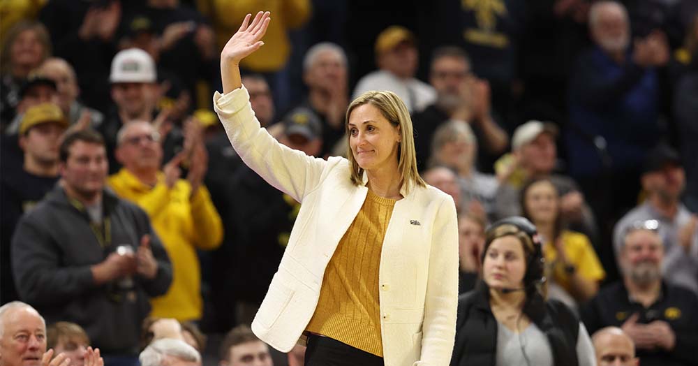 Beth Goetz at Iowa men's wrestling meet against Purdue