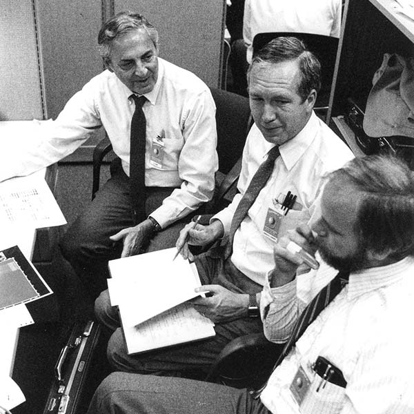 Fred Scarf, Don Gurnett, and Bill Kurth are pictured in 1986