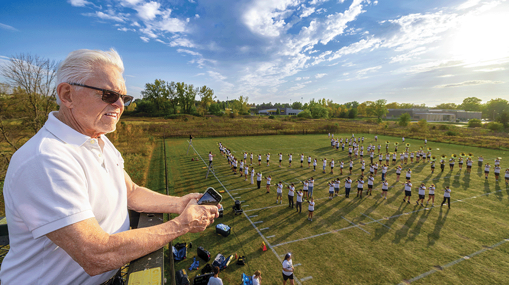 John looking at marching band practice field