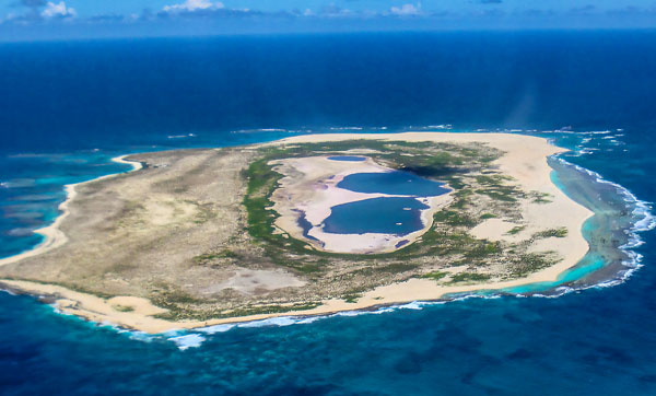 Aerial image of Laysan Island