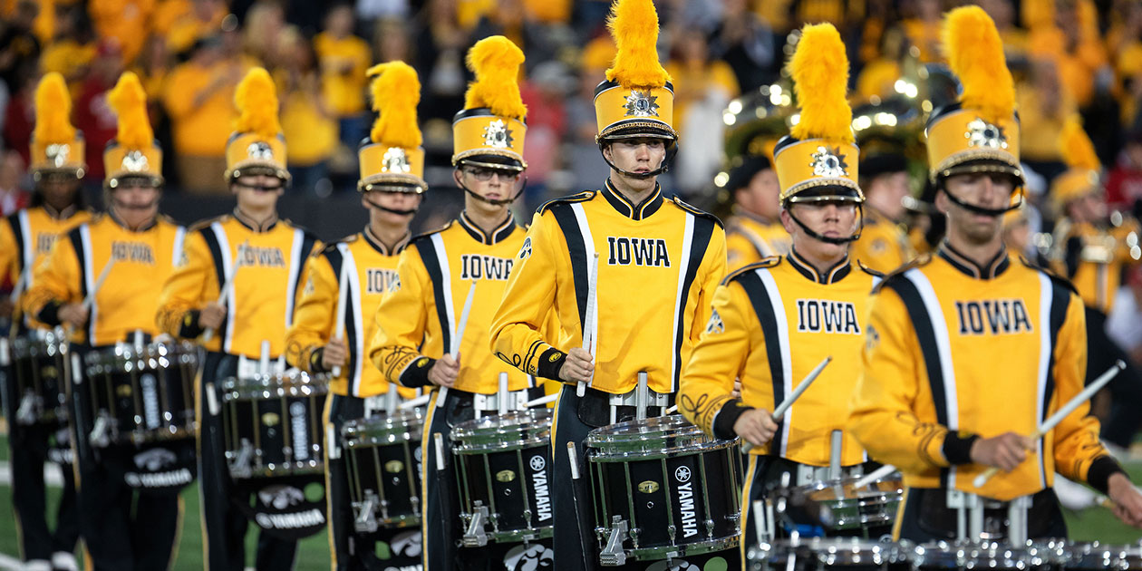 Hawkeye Marching Band performing