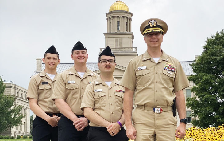 Crew members from the USS Iowa in front of Old Capitol